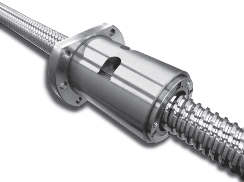 Ball screw with X1 seals for contaminated environments and grease retention.png